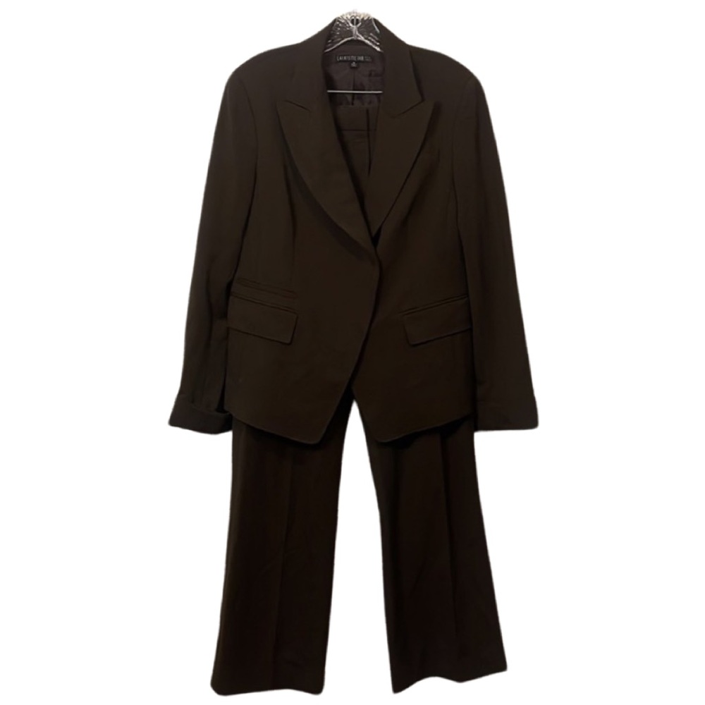 Lafayette 148 New York Brown Wool Pantsuit